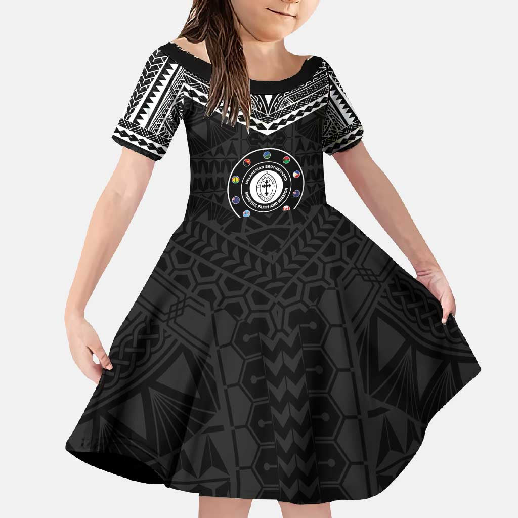 Personalised Melanesian Brotherhood Family Matching Tank Maxi Dress and Hawaiian Shirt Ministry Faith And Mission LT05 Daughter's Dress Black - Polynesian Pride