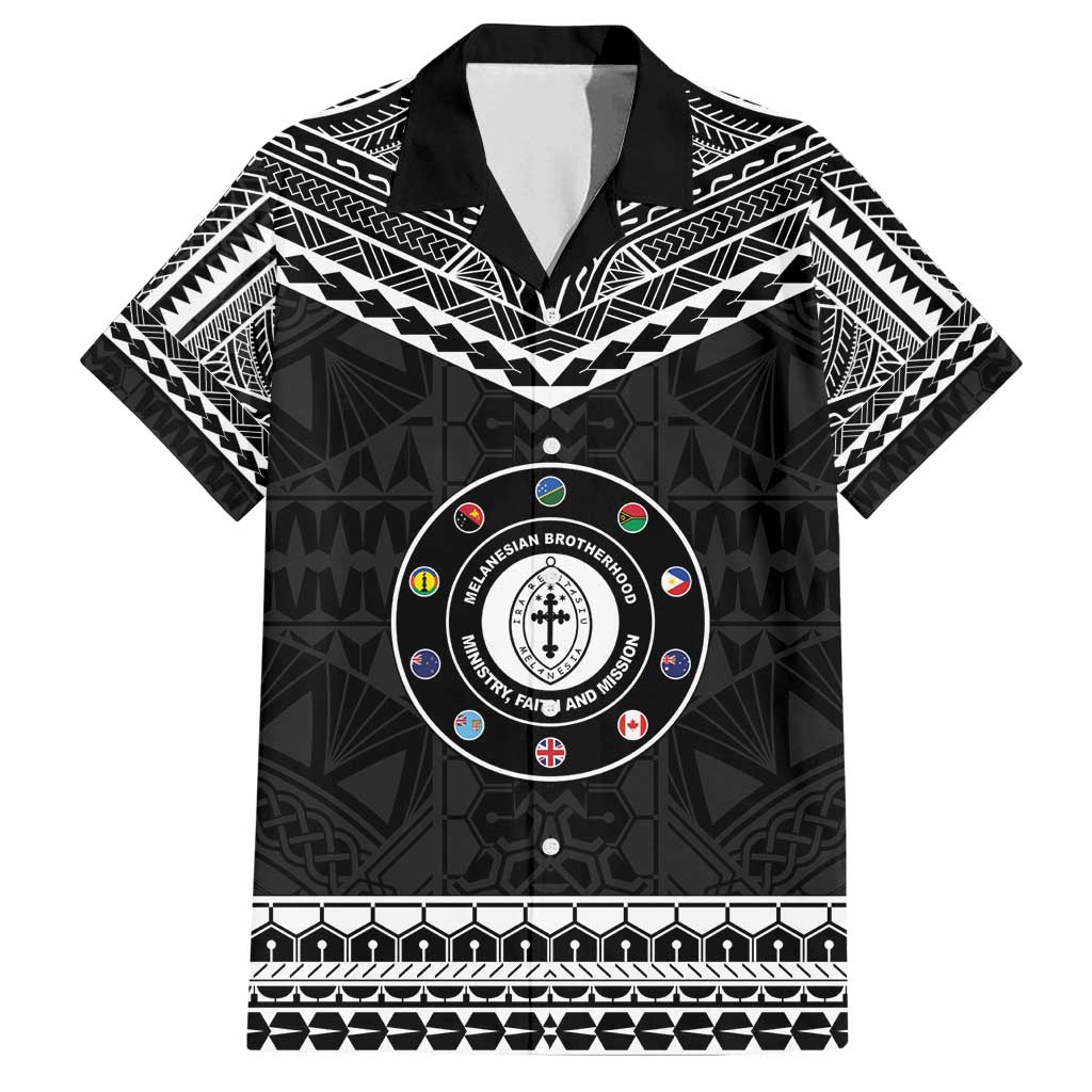 Personalised Melanesian Brotherhood Family Matching Tank Maxi Dress and Hawaiian Shirt Ministry Faith And Mission LT05 Dad's Shirt - Short Sleeve Black - Polynesian Pride
