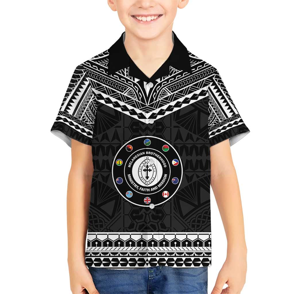 Personalised Melanesian Brotherhood Family Matching Tank Maxi Dress and Hawaiian Shirt Ministry Faith And Mission LT05 Son's Shirt Black - Polynesian Pride