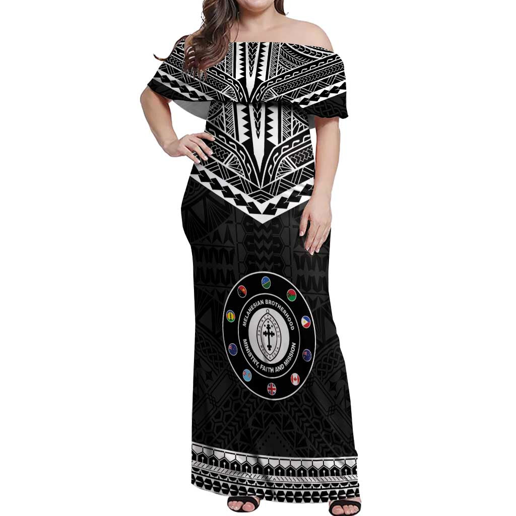 Personalised Melanesian Brotherhood Off Shoulder Maxi Dress Ministry Faith And Mission - Polynesian Pride