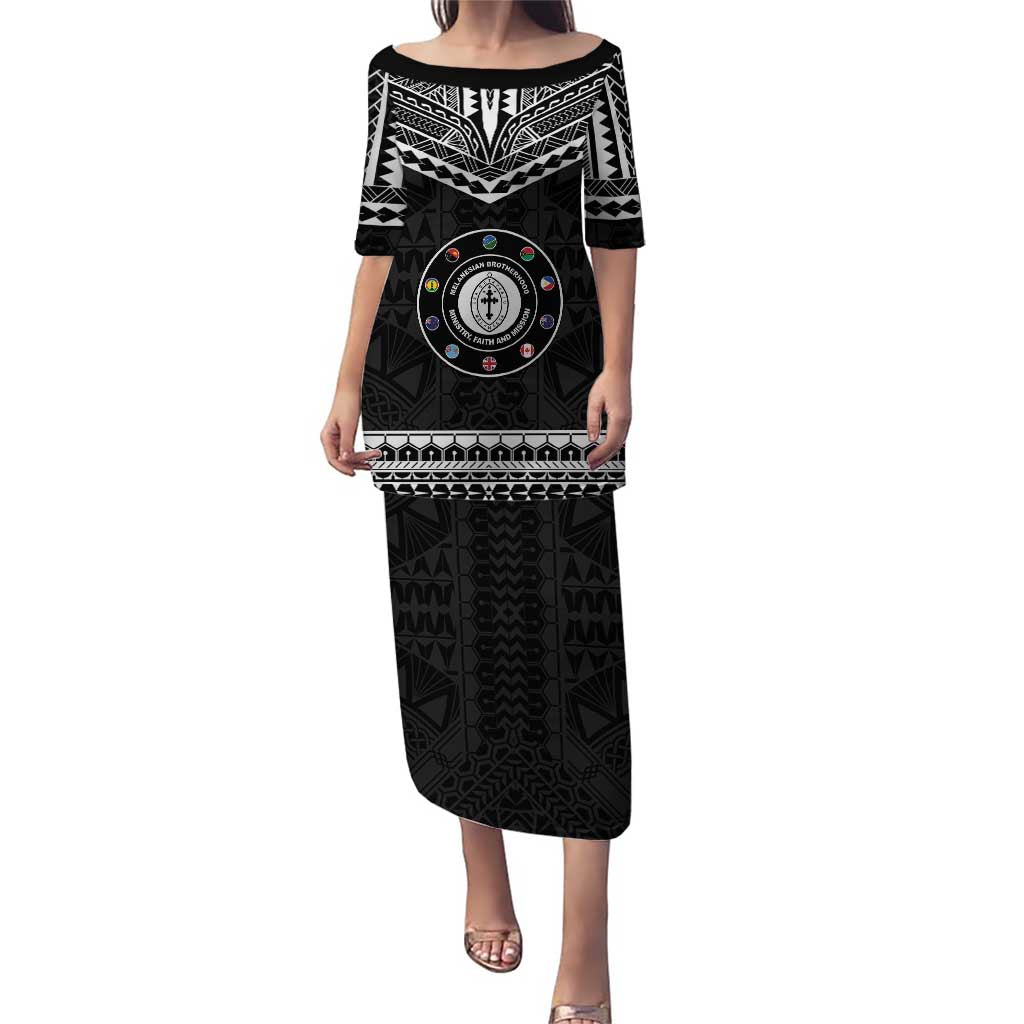 Personalised Melanesian Brotherhood Puletasi Ministry Faith And Mission LT05 Long Dress Black - Polynesian Pride