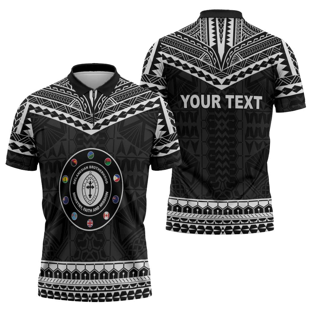Personalised Melanesian Brotherhood Zipper Polo Shirt Ministry Faith And Mission - Polynesian Pride