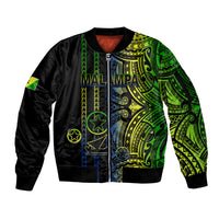 Custom Vanuatu Malampa Sleeve Zip Bomber Jacket Polynesian Tribal LT6 Unisex Black - Polynesian Pride