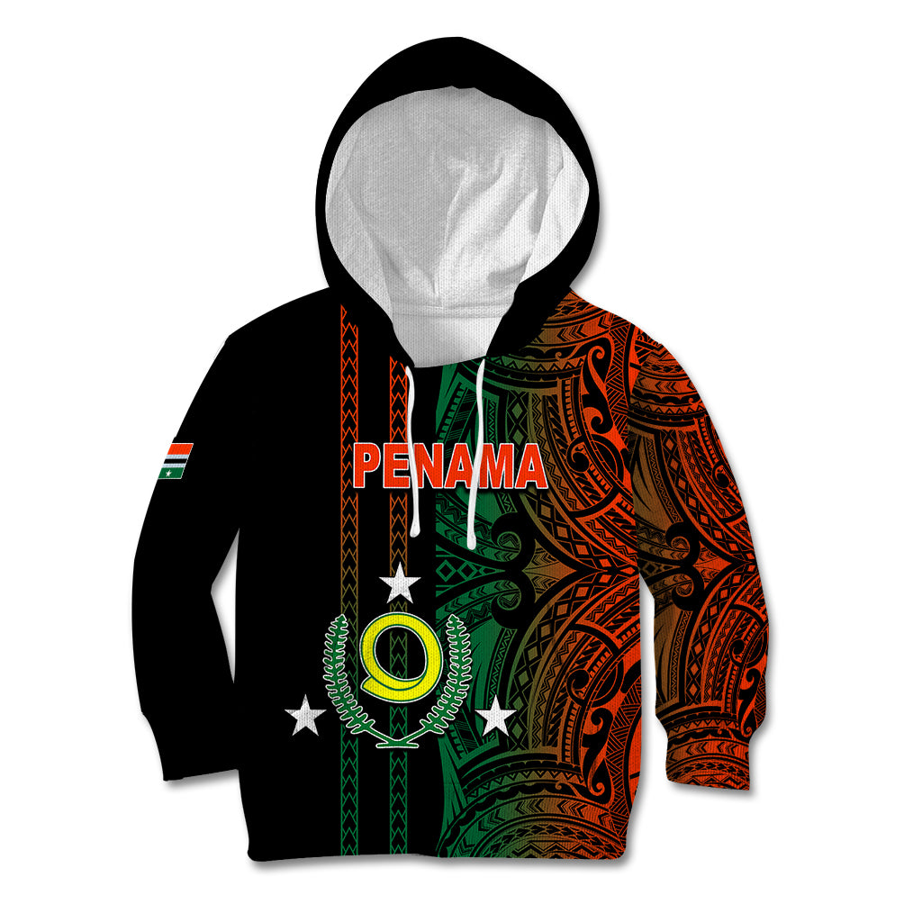 Custom Vanuatu Penama Kid Hoodie Polynesian Tribal LT6 Black - Polynesian Pride