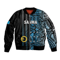 Custom Vanuatu Sanma Sleeve Zip Bomber Jacket Polynesian Tribal LT6 Unisex Black - Polynesian Pride