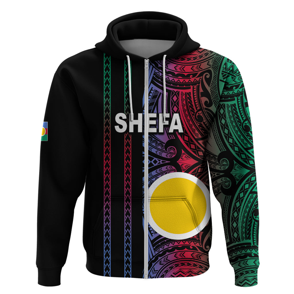 Custom Vanuatu Shefa Hoodie Polynesian Tribal LT6 Zip Hoodie Black - Polynesian Pride