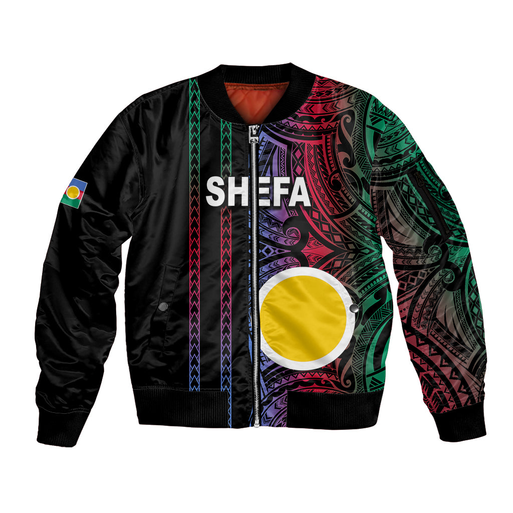 Custom Vanuatu Shefa Sleeve Zip Bomber Jacket Polynesian Tribal LT6 Unisex Black - Polynesian Pride