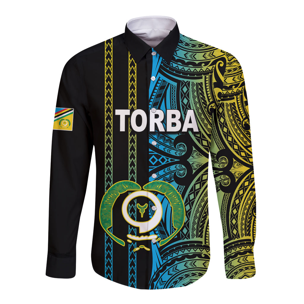 Custom Vanuatu Torba Long Sleeve Button Shirt Polynesian Tribal LT6 Unisex Black - Polynesian Pride