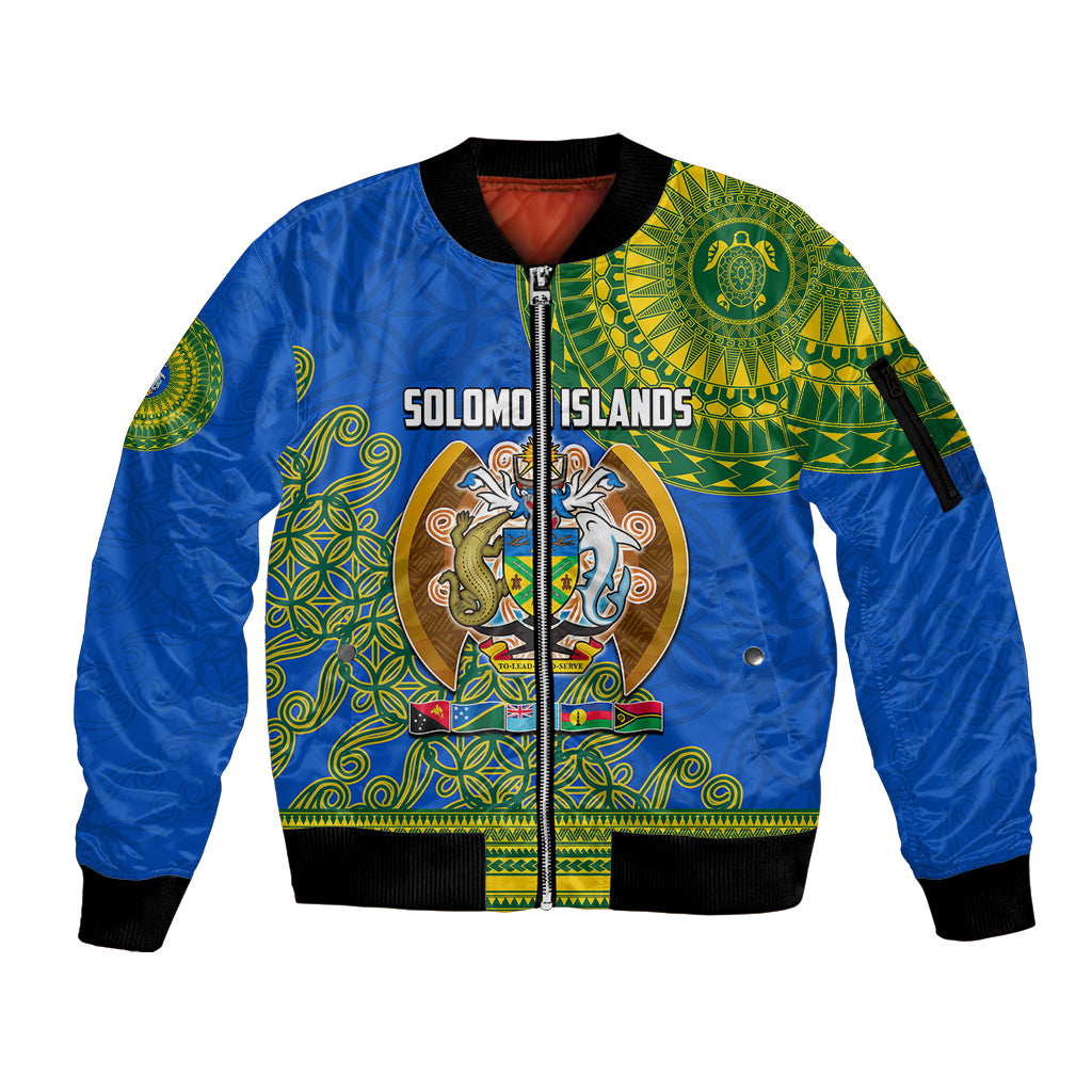 Solomon Islands Sleeve Zip Bomber Jacket Melanesian Festival 2023 LT6 Unisex Green - Polynesian Pride