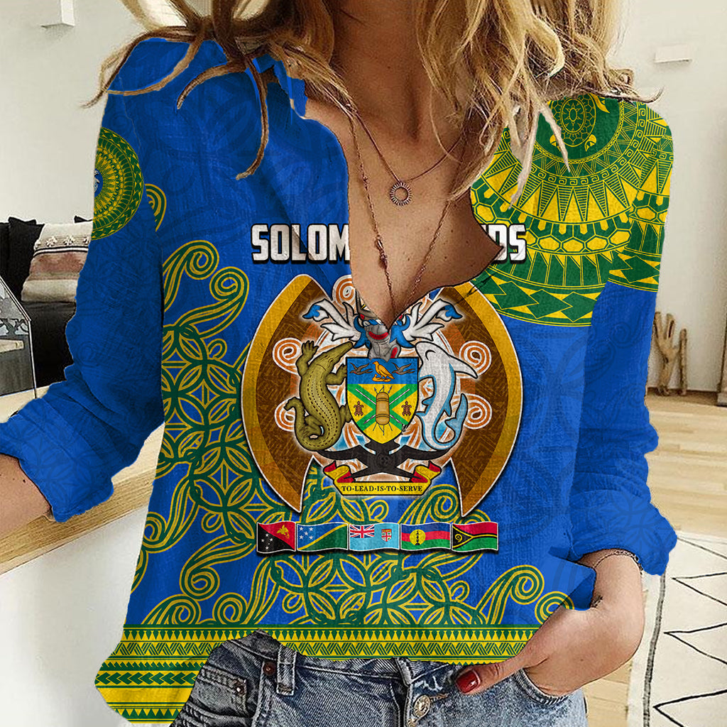 Solomon Islands Women Casual Shirt Melanesian Festival 2023 LT6 Female Green - Polynesian Pride