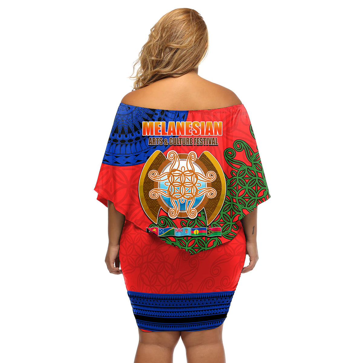 New Caledonia Off Shoulder Short Dress Melanesian Festival 2023 LT6 - Polynesian Pride