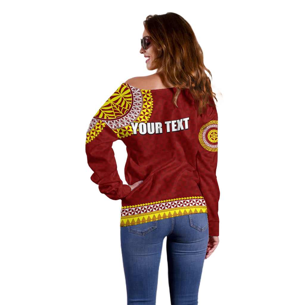 Tonga School Ha'apai High School Off Shoulder Sweater Tribal Pattern LT6 - Polynesian Pride