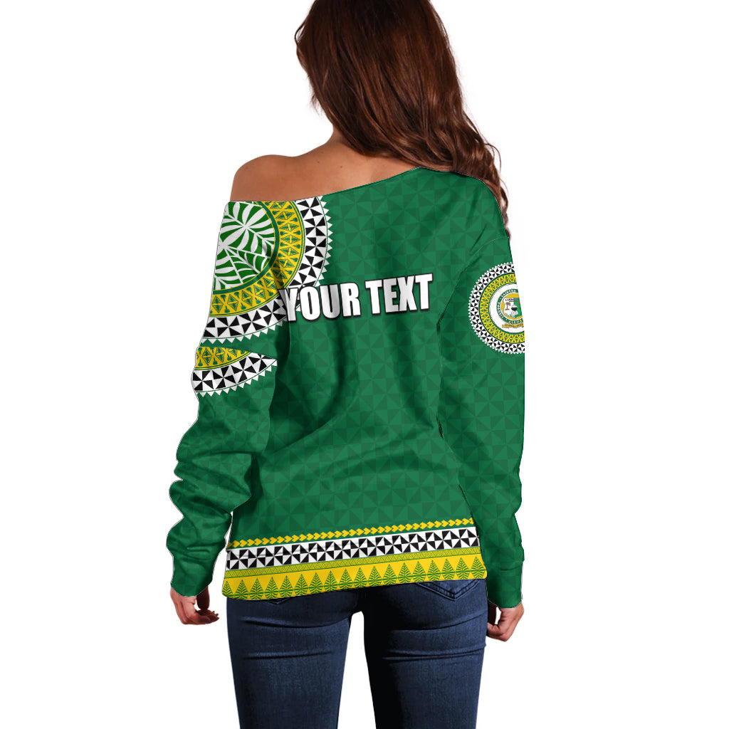 Tonga School Liahona High School Off Shoulder Sweater Tribal Pattern LT6 - Polynesian Pride
