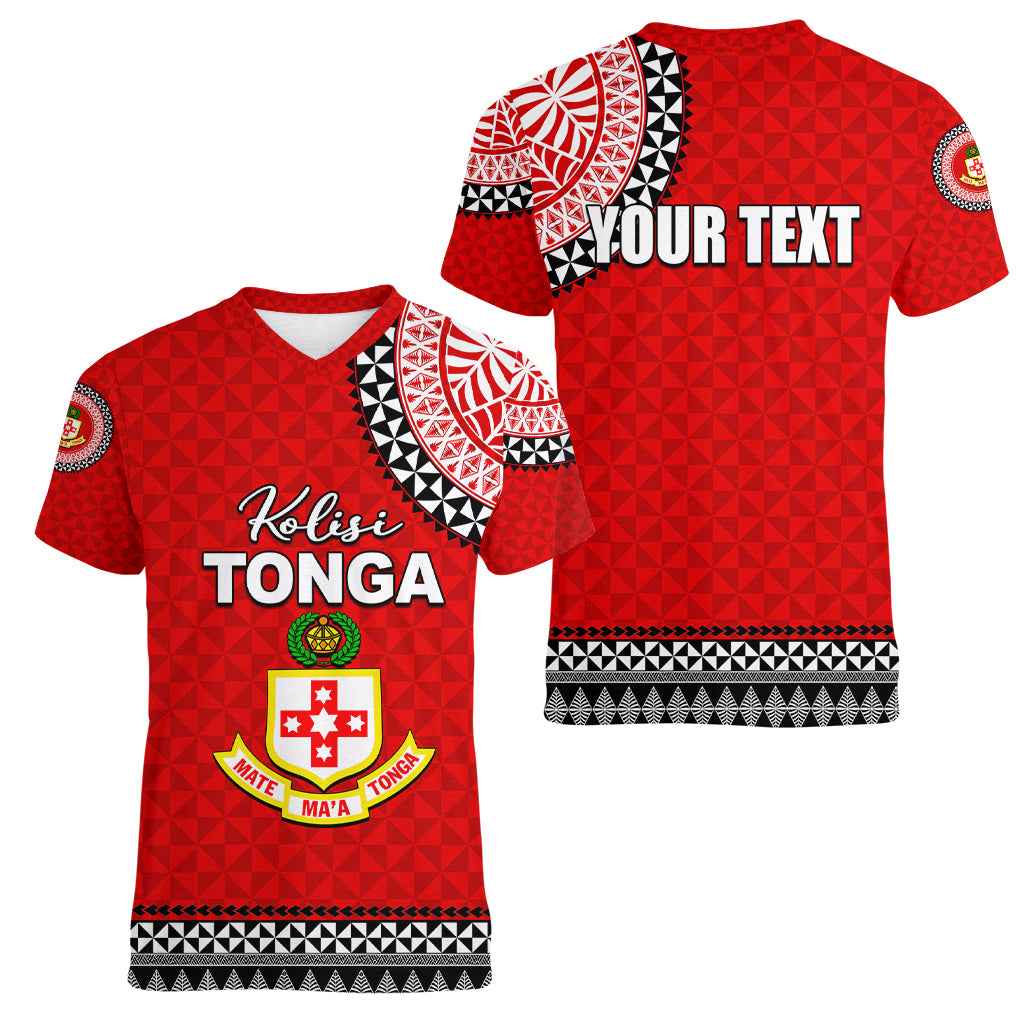Tonga School Kolisi Tonga Women V Neck T Shirt Tribal Pattern LT6 - Polynesian Pride