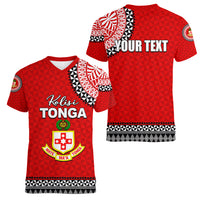 Tonga School Kolisi Tonga Women V Neck T Shirt Tribal Pattern LT6 - Polynesian Pride