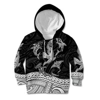 Polynesian Tribal Kid Hoodie with Sharks Tattoo White LT6 Hoodie White - Polynesian Pride