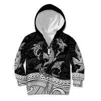 Polynesian Tribal Kid Hoodie with Sharks Tattoo White LT6 Zip Hoodie White - Polynesian Pride