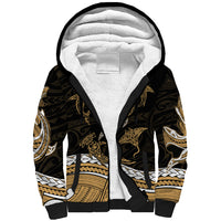 Polynesian Tribal Sherpa Hoodie with Sharks Tattoo Gold LT6 Unisex Gold - Polynesian Pride