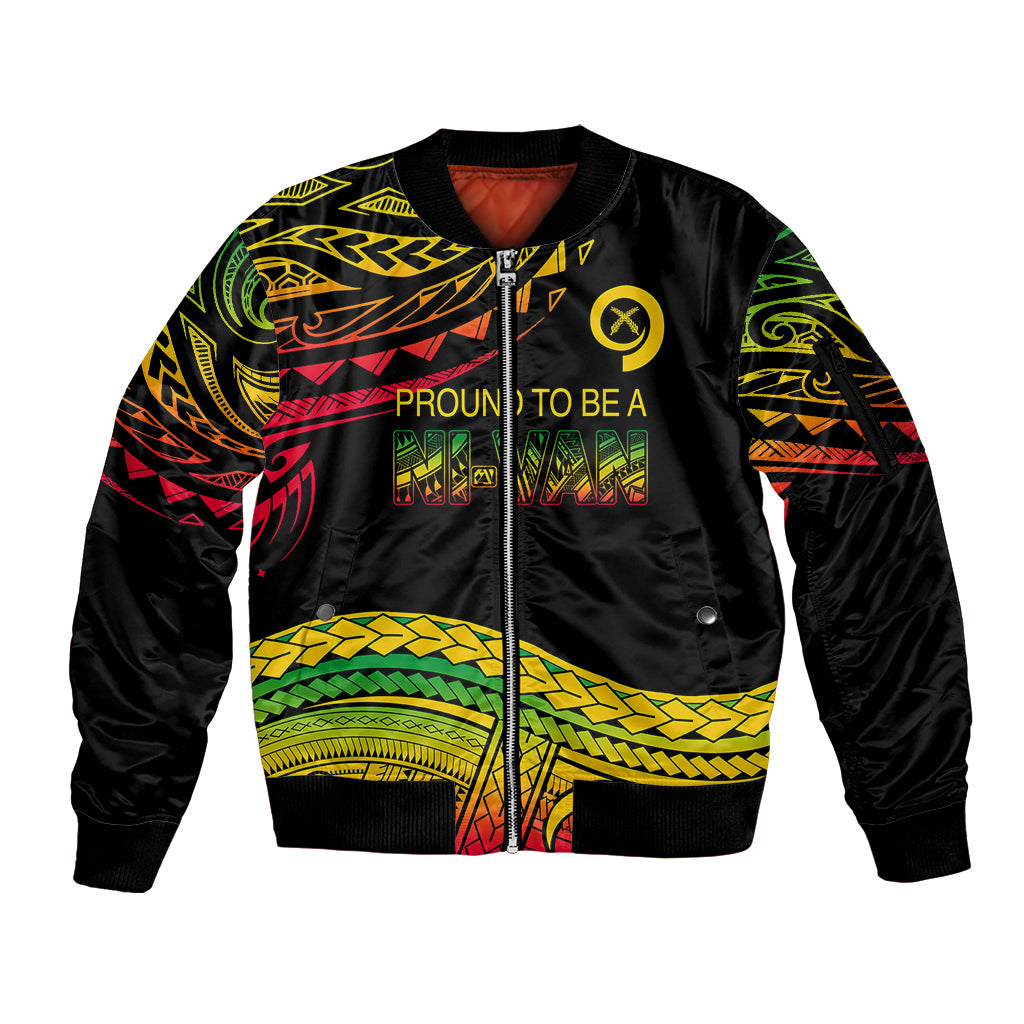 Custom Tribal Vanuatu Sleeve Zip Bomber Jacket Pround To Be A Ni-Van LT6 Unisex Black - Polynesian Pride