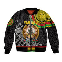 Vanuatu Sleeve Zip Bomber Jacket Melanesian Festival LT6 Unisex Black - Polynesian Pride