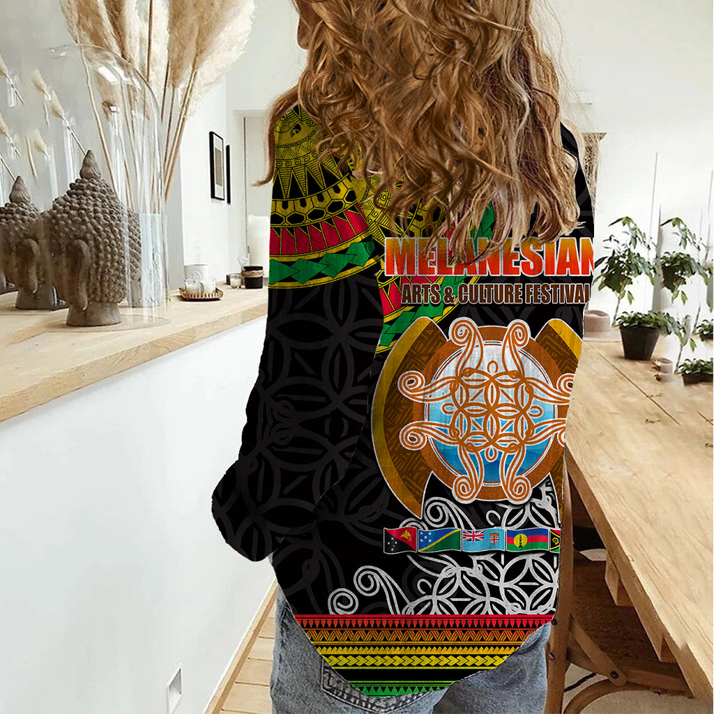 Vanuatu Women Casual Shirt Melanesian Festival LT6 - Polynesian Pride