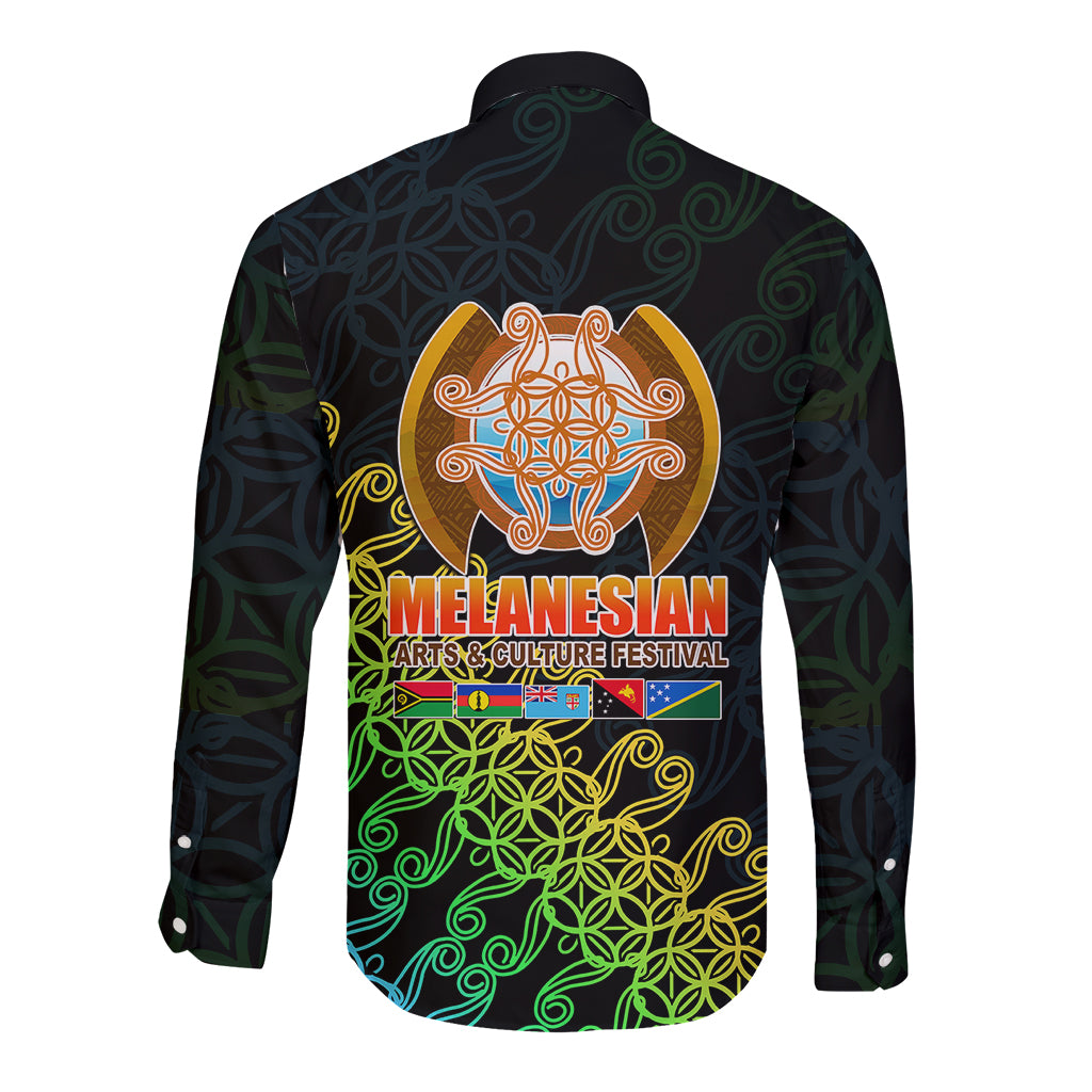 Melanesian Festival 2023 Long Sleeve Button Shirt Fest'Napuan Black Style LT6 - Polynesian Pride