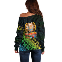 Melanesian Festival 2023 Off Shoulder Sweater Fest'Napuan Black Style LT6 - Polynesian Pride