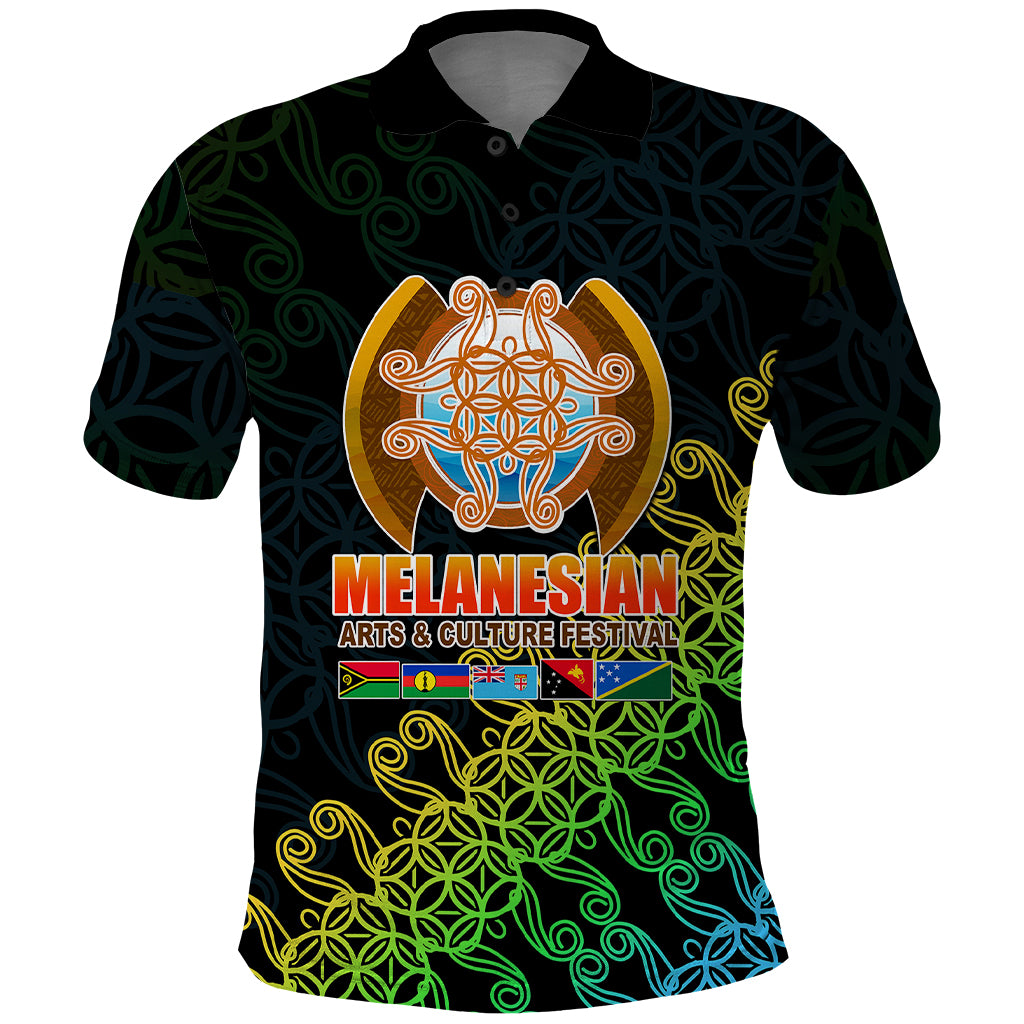 Melanesian Festival 2023 Polo Shirt FestNapuan Black Style LT6 Black - Polynesian Pride