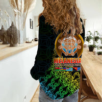 Melanesian Festival 2023 Women Casual Shirt Fest'Napuan Black Style LT6 - Polynesian Pride