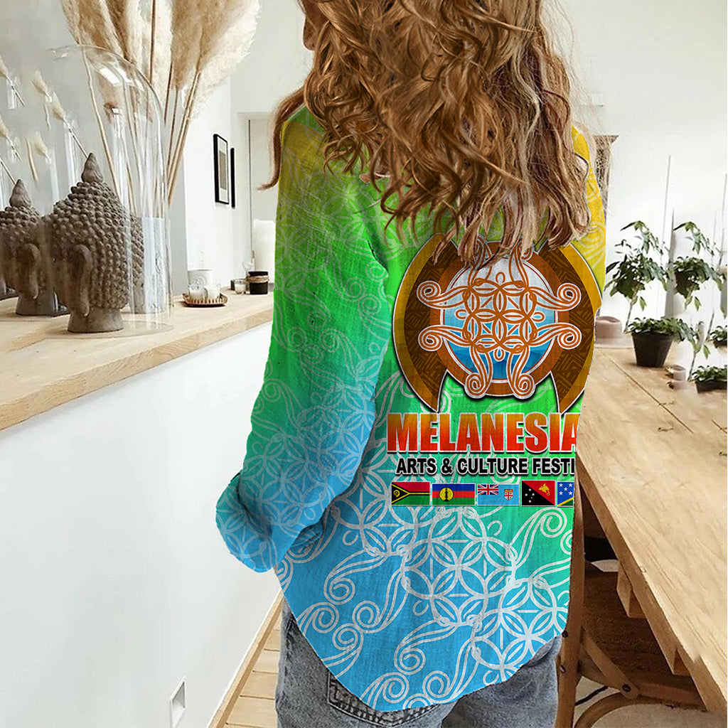 Melanesian Festival 2023 Women Casual Shirt Fest'Napuan Colorful Style LT6 - Polynesian Pride