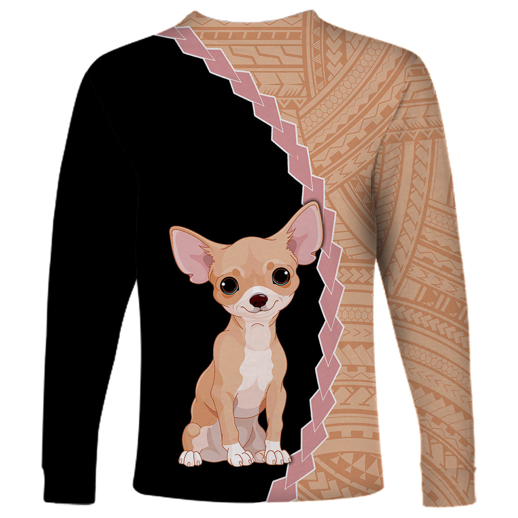 Custom Chihuahua Dog Long Sleeve Shirt With Polynesian Tribal Tattoo LT6 - Polynesian Pride