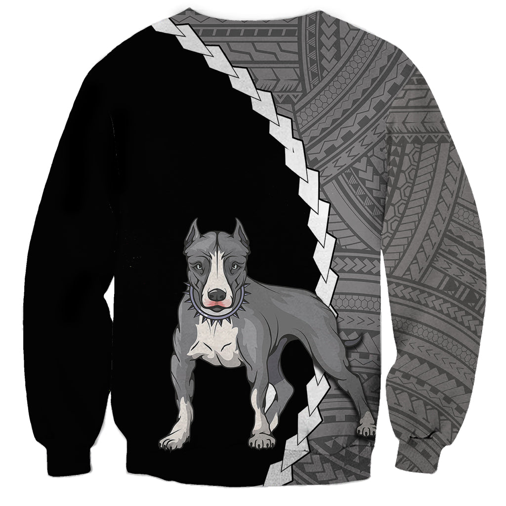 Custom Pitbull Dog Sweatshirt With Polynesian Tribal Tattoo LT6 - Polynesian Pride