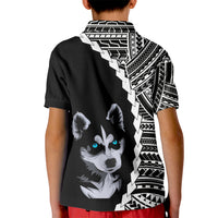 Custom Husky Dog Kid Polo Shirt With Polynesian Tribal Tattoo LT6 - Polynesian Pride