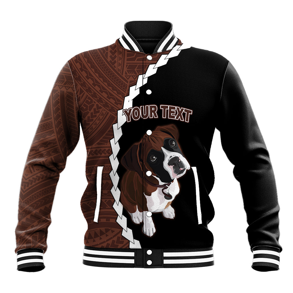 Custom Boxer Dog Baseball Jacket With Polynesian Tribal Tattoo LT6 Unisex Black - Polynesian Pride