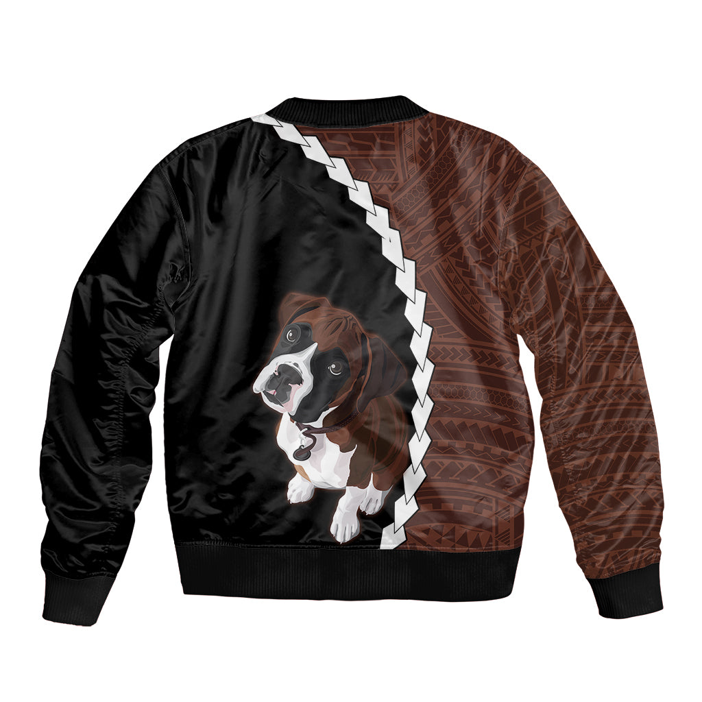 Custom Boxer Dog Bomber Jacket With Polynesian Tribal Tattoo LT6 - Polynesian Pride