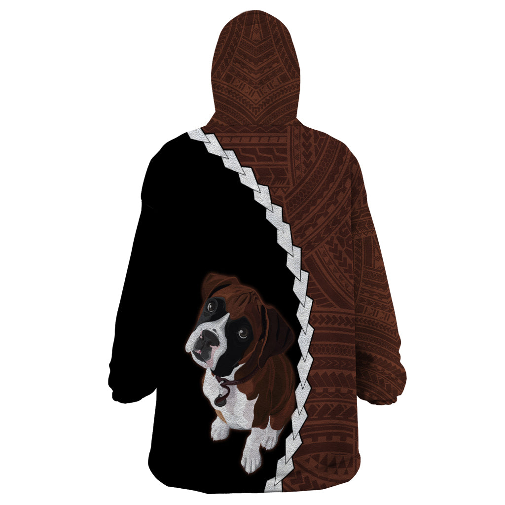 Custom Boxer Dog Wearable Blanket Hoodie With Polynesian Tribal Tattoo LT6 - Polynesian Pride