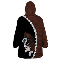 Custom Boxer Dog Wearable Blanket Hoodie With Polynesian Tribal Tattoo LT6 - Polynesian Pride