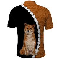 Custom Shiba Inu Dog Polo Shirt With Polynesian Tribal Tattoo LT6 - Polynesian Pride
