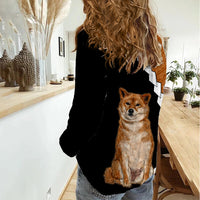 Custom Shiba Inu Dog Women Casual Shirt With Polynesian Tribal Tattoo LT6 - Polynesian Pride