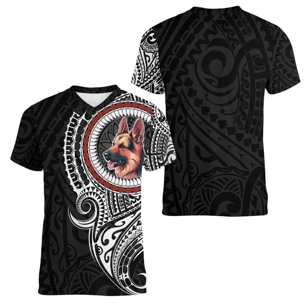 Polynesian German Shepherd Dog Women V Neck T Shirt Dog In My Heart LT6 - Polynesian Pride