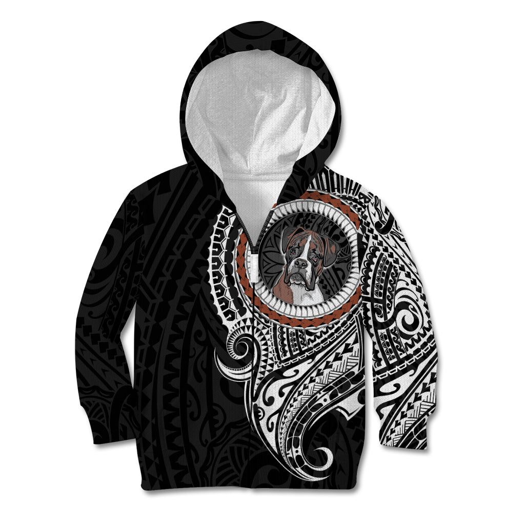 Polynesian Boxer Dog Kid Hoodie Dog In My Heart LT6 Zip Hoodie Black - Polynesian Pride