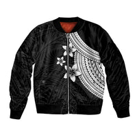 Polynesian Bomber Jacket With Plumeria Flower White LT6 Unisex White - Polynesian Pride