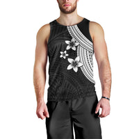 Polynesian Men Tank Top With Plumeria Flower White LT6 - Polynesian Pride