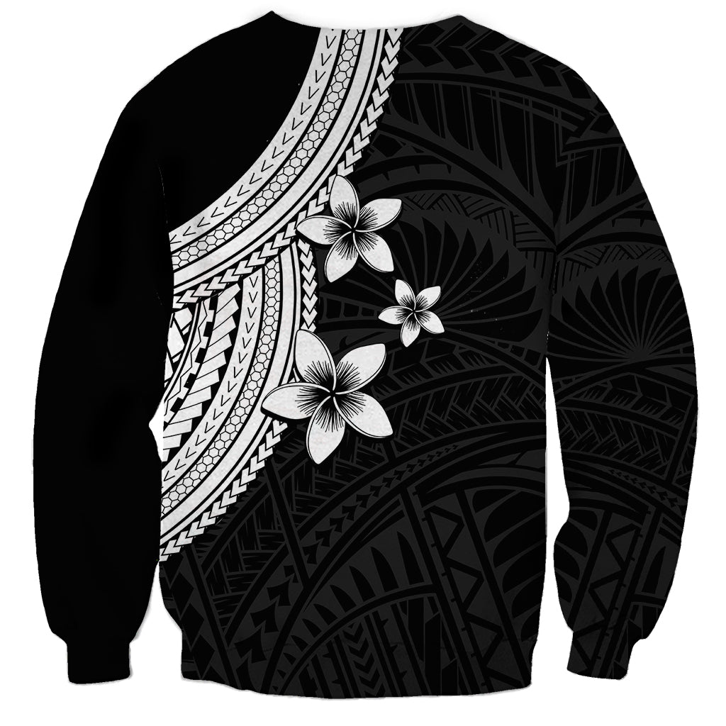 Polynesian Sweatshirt With Plumeria Flower White LT6 - Polynesian Pride