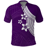 Polynesian Polo Shirt With Plumeria Flower Purple LT6 Purple - Polynesian Pride