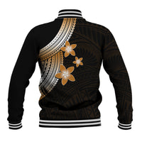 Polynesian Baseball Jacket With Plumeria Flower Gold LT6 - Polynesian Pride