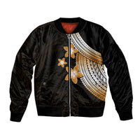 Polynesian Bomber Jacket With Plumeria Flower Gold LT6 Unisex Gold - Polynesian Pride