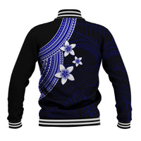 Polynesian Baseball Jacket With Plumeria Flower Blue LT6 - Polynesian Pride