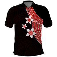 Polynesian Polo Shirt With Plumeria Flower Red LT6 Red - Polynesian Pride