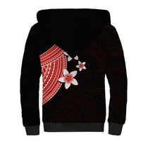 Polynesian Sherpa Hoodie With Plumeria Flower Red LT6 - Polynesian Pride